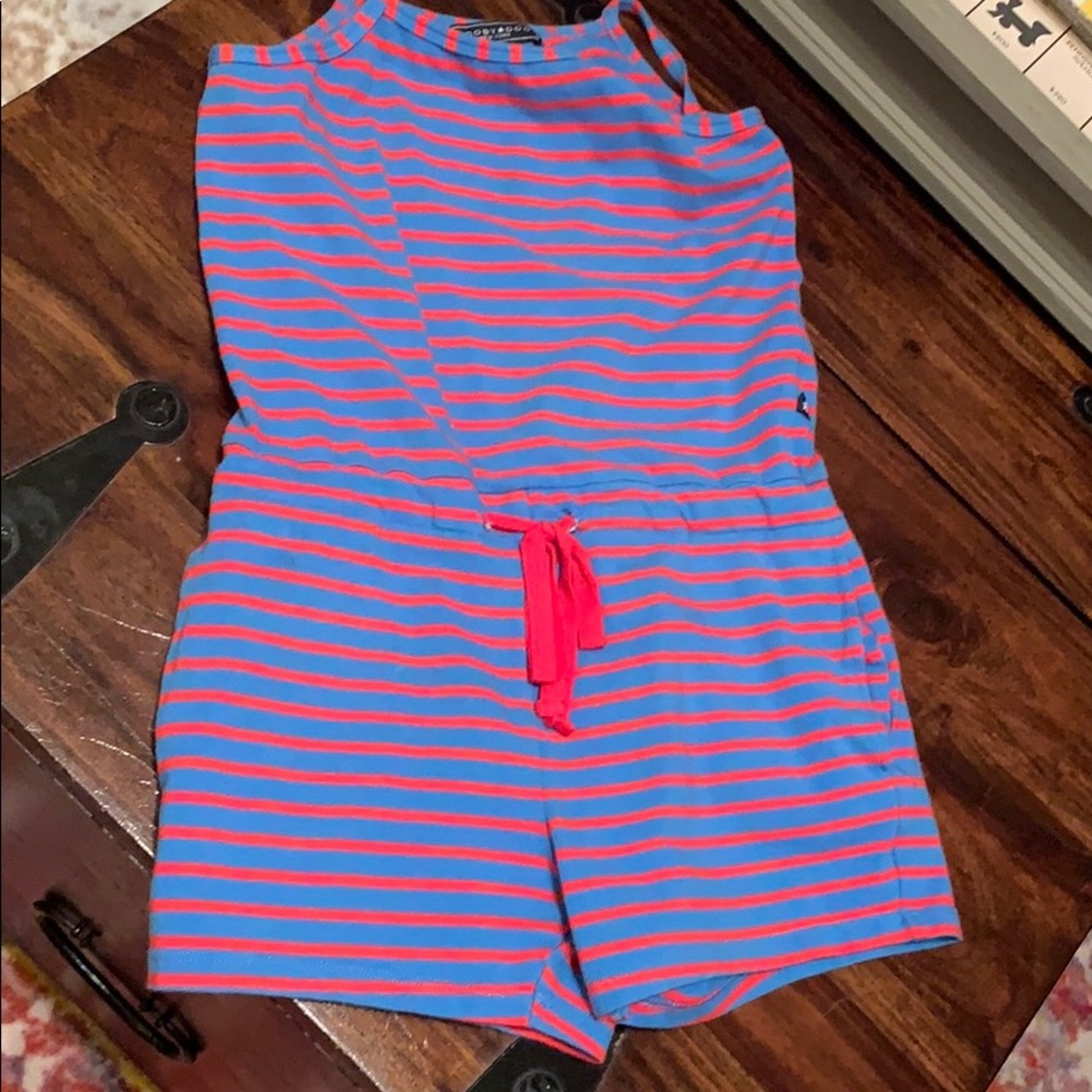 Red and blue stripped romper